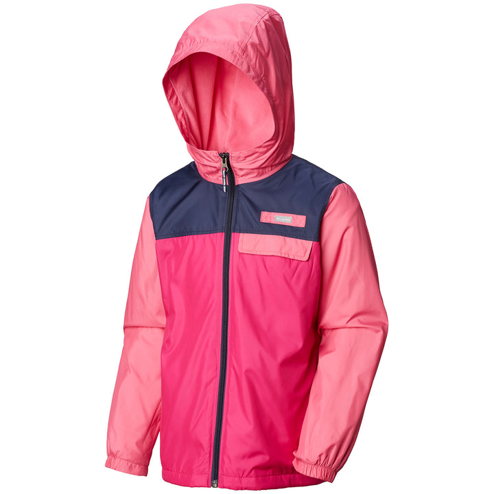 Columbia Mountain Side Lined Windbreaker - Girls' Haute Pink, Wild Geranium