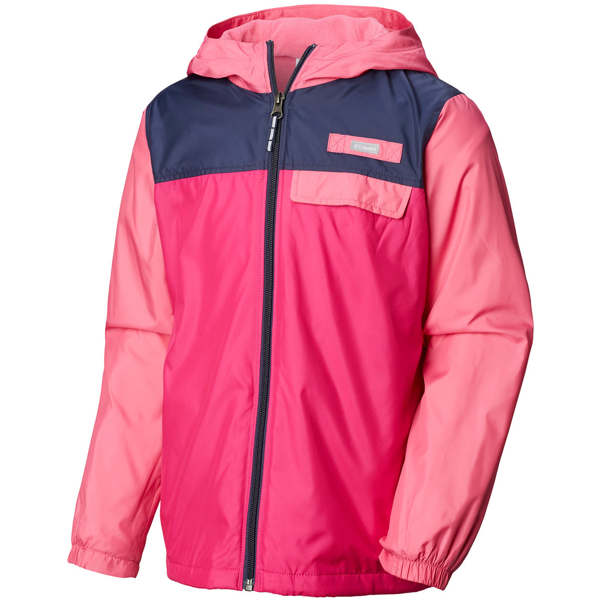 Columbia Mountain Side Lined Windbreaker - Girls' Haute Pink, Wild Geranium