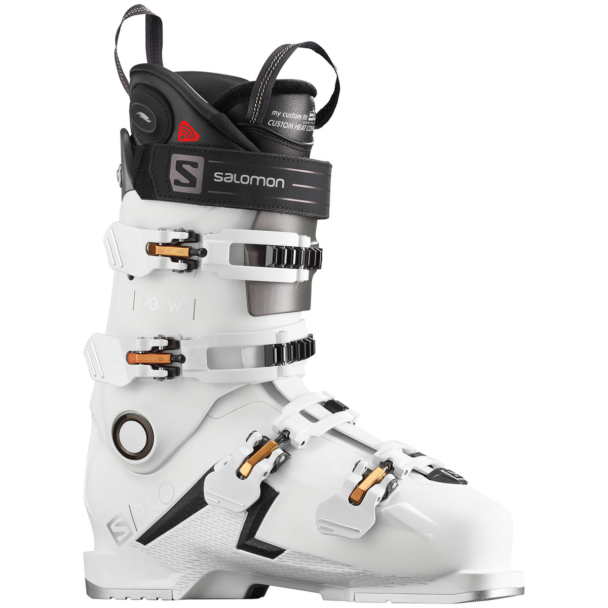 Salomon S/Pro 90 Custom Heat Connect W Ski Boots - Women's 2021 White/Golden Glow Metallic/Black