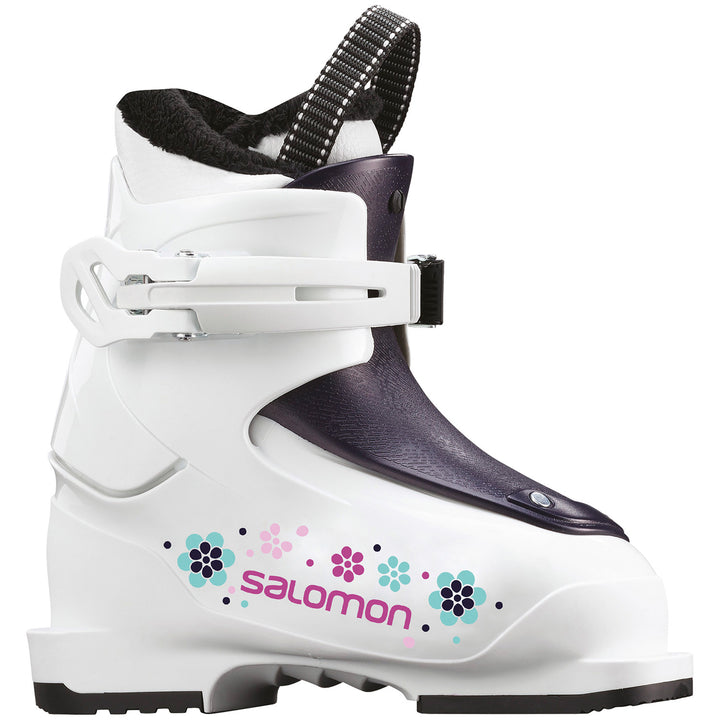 Salomon T1 Girly Ski Boots - Little Girls' 2020 White/Rose Violet Transluc
