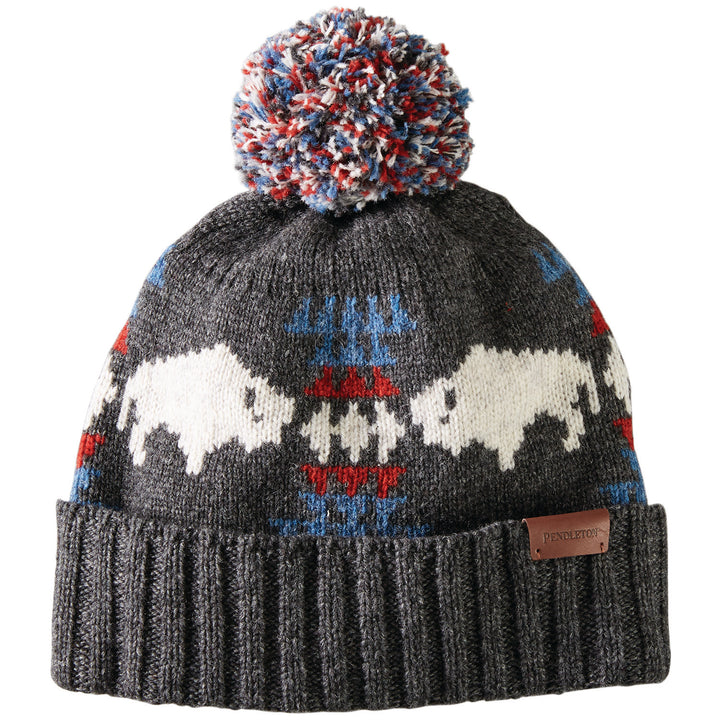 Pendleton Jacquard Pom Pom Hat Big Medicine Charcoal