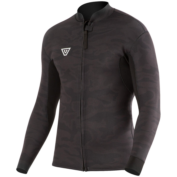 Vissla 2mm Camo Front Zip Wetsuit Jacket Black Camo