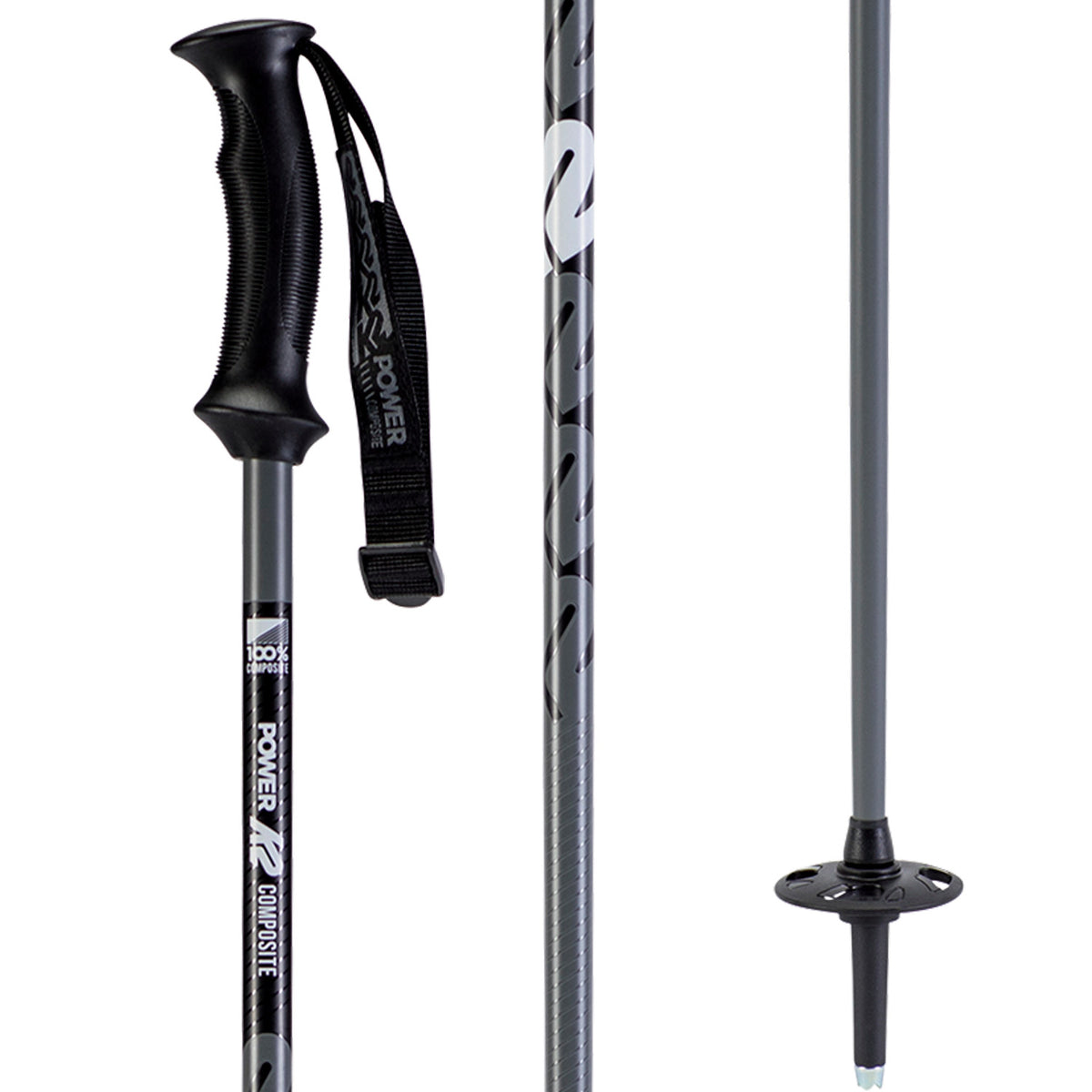 K2 Power Composite Ski Poles Gunmetal
