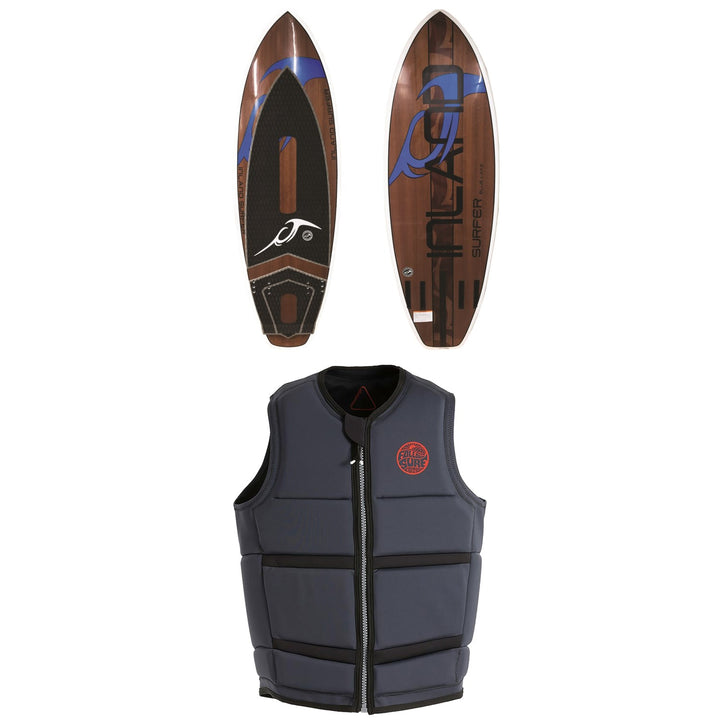 Inland Surfer Blue Lake Wakesurf Board + Follow Surf Edition Plus Wake Vest 2019