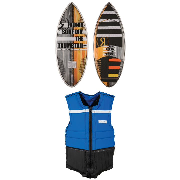 Ronix Thumbtail+ Technora Wakesurf Board + Parks Athletic Cut Impact Vest 2018