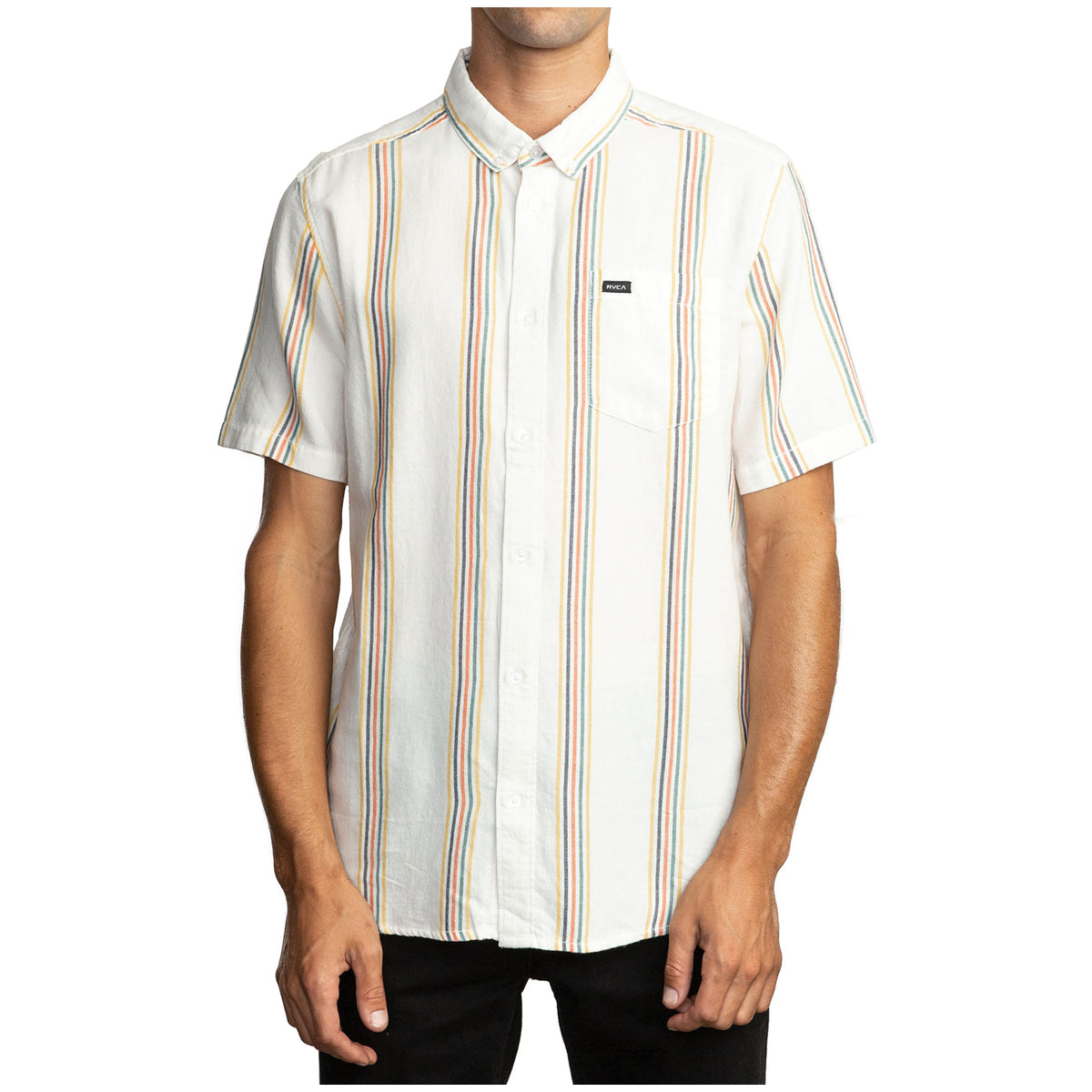 RVCA Split Stripe Short-Sleeve Shirt White