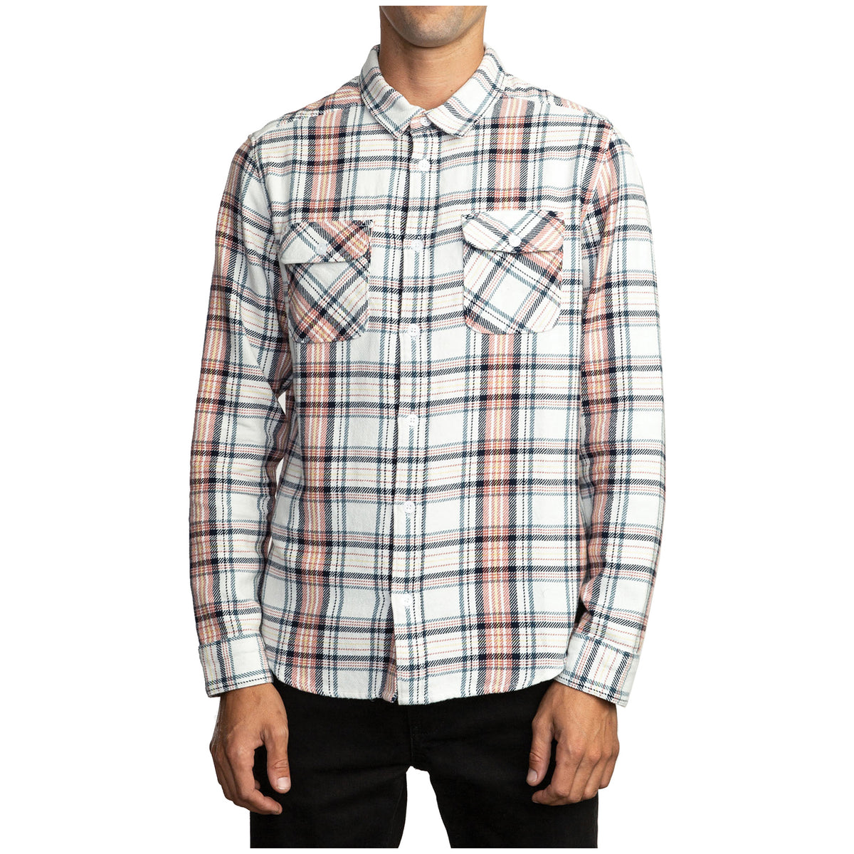 RVCA Avett Flannel Long-Sleeve Shirt Antique White