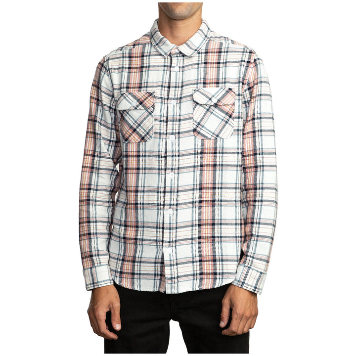 RVCA Avett Flannel Long-Sleeve Shirt Antique White