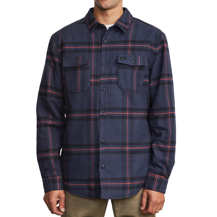 RVCA Yield Flannel Long-Sleeve Shirt Navy