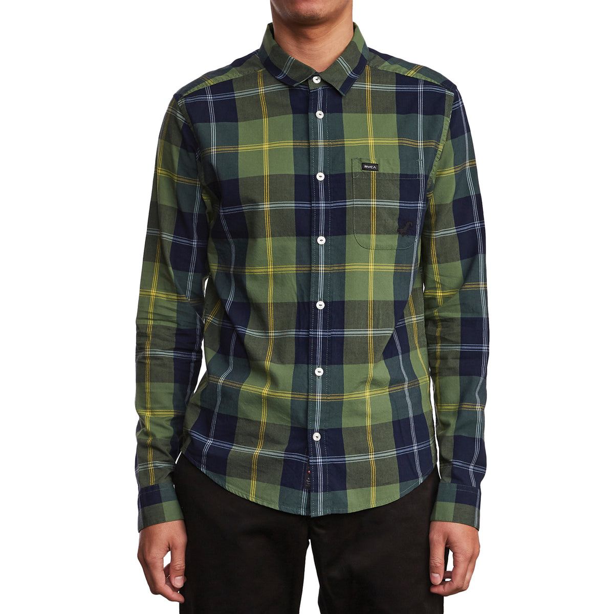 RVCA Okapi Plaid Long-Sleeve Shirt Celtic Green