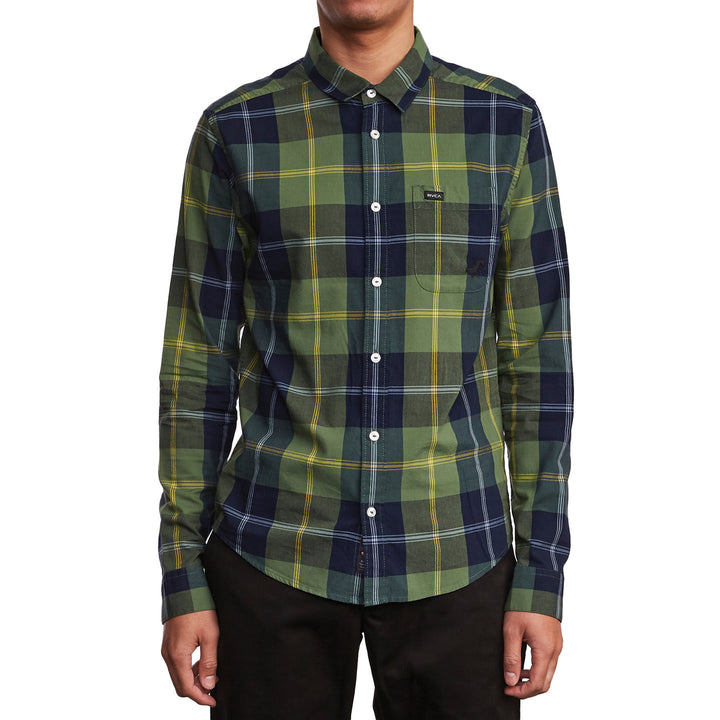 RVCA Okapi Plaid Long-Sleeve Shirt Celtic Green