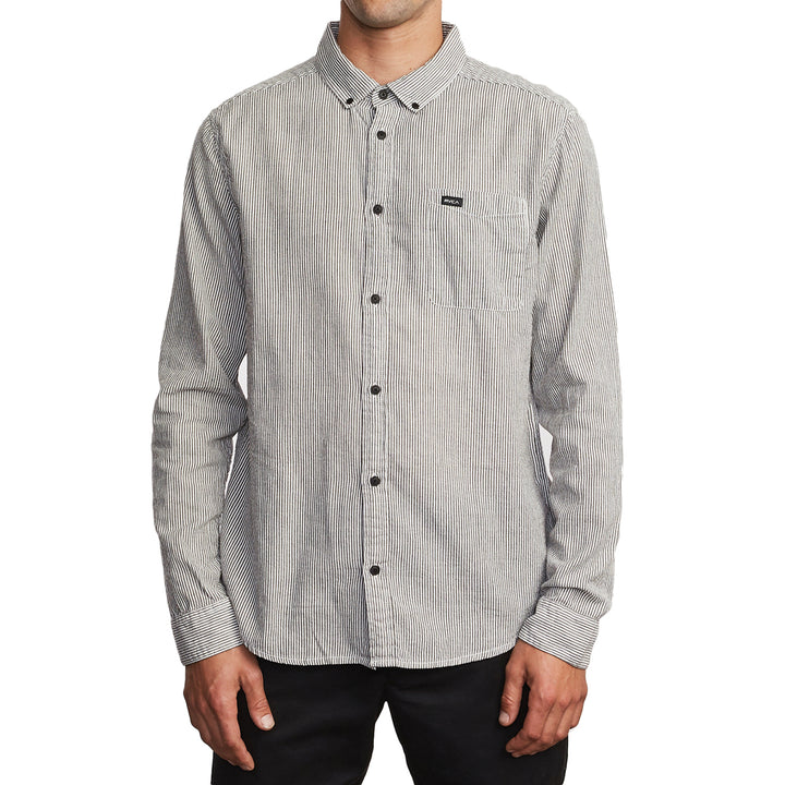RVCA Endless Seersucker Long-Sleeve Shirt Black