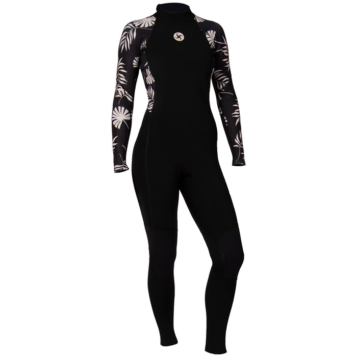 Sisstrevolution 3/2 7 Seas Print Back Zip Wetsuit - Women's Black