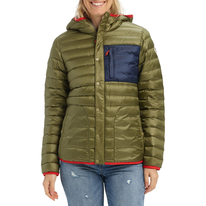 Burton Evergreen Down Hoodie Insulator - Women's Martini Olive/Dress Blue