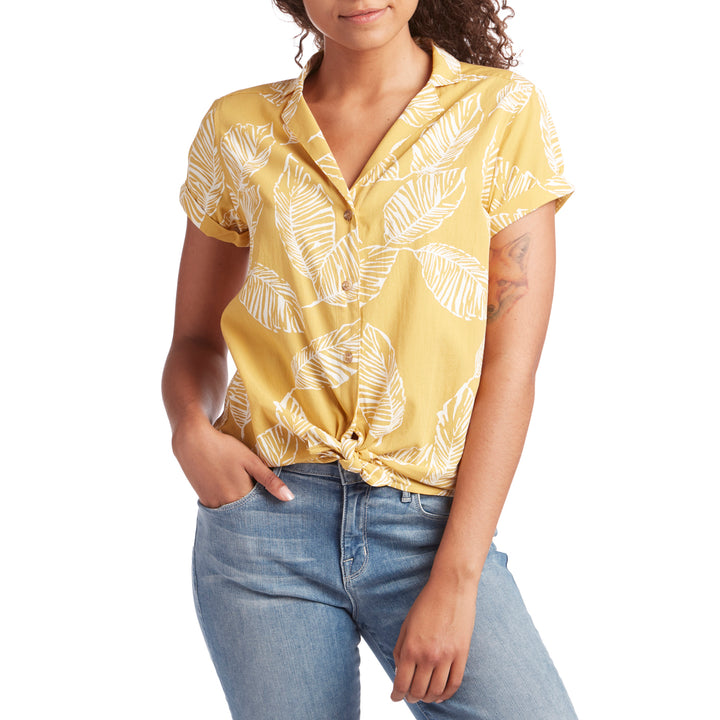 Bridge & Burn Innes Shirt - Women's Gold Frond Print