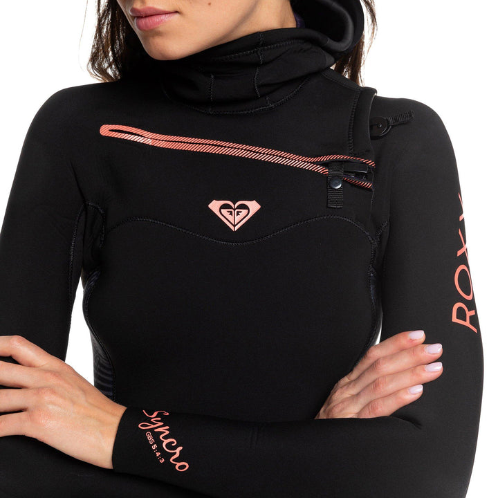 Roxy 5/4/3 Syncro Chest Zip GBS Hooded Wetsuit - Women's Black/ Gun Metal
