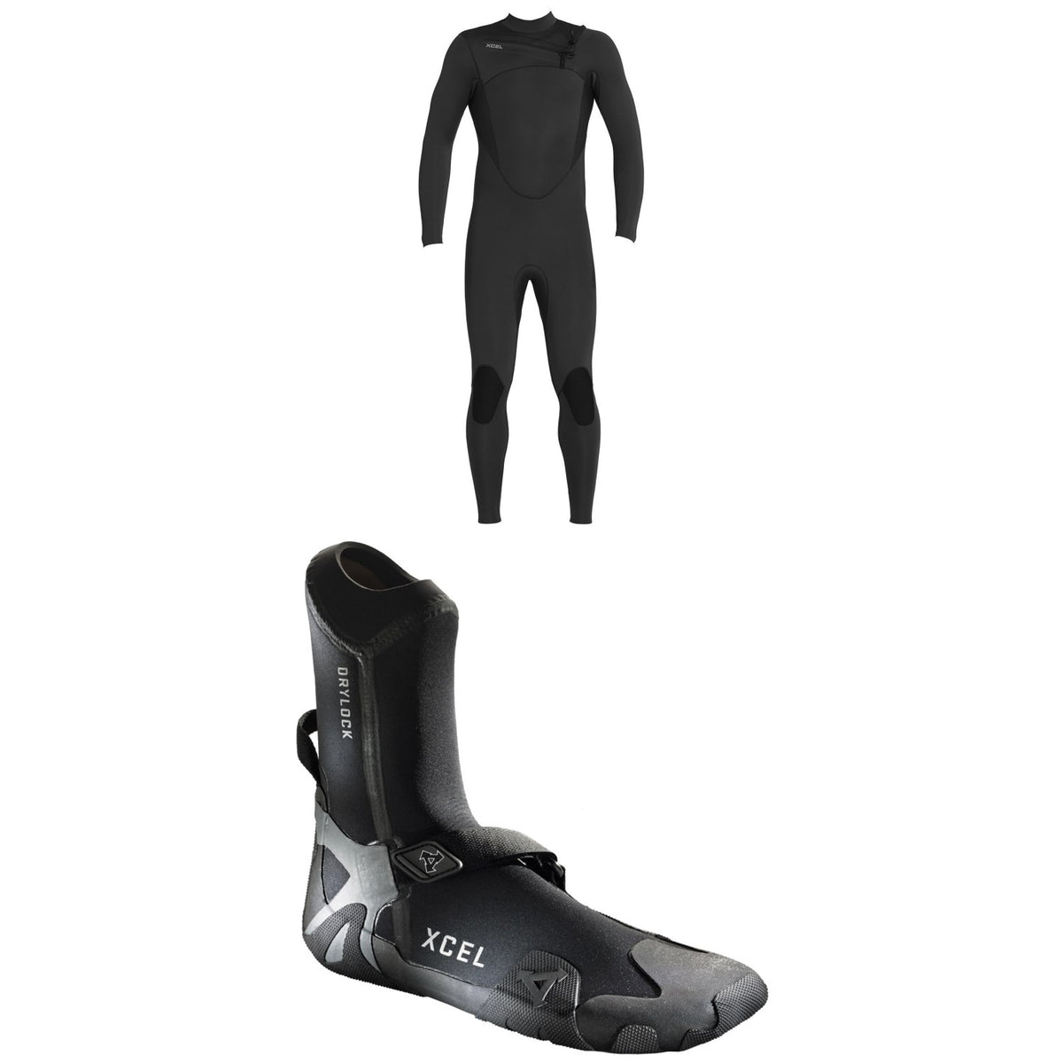 XCEL 4/3 Comp Thermo Lite Wetsuit + XCEL 3mm Drylock Celliant Round Toe Boots