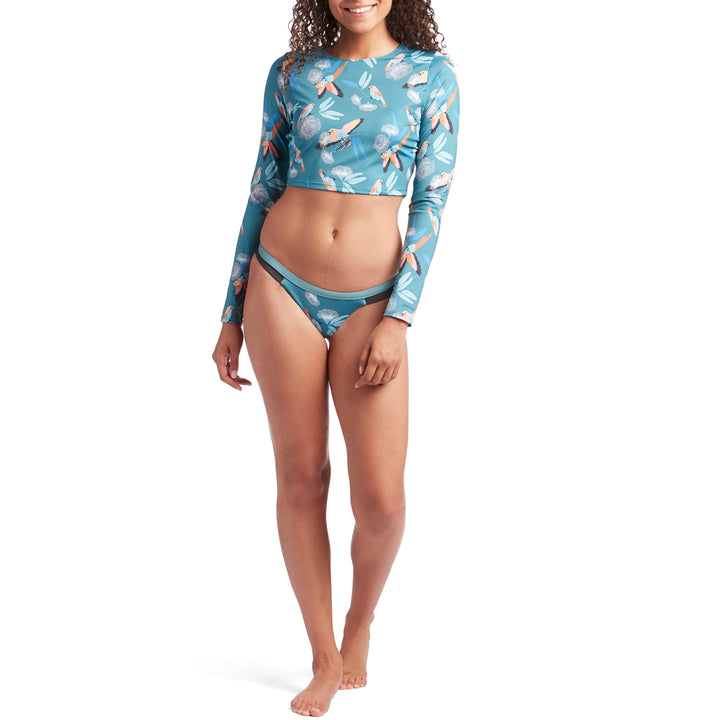 Patagonia Swell Seeker Cropped Rashguard - Women's Parrots Small: Tasmanian Teal