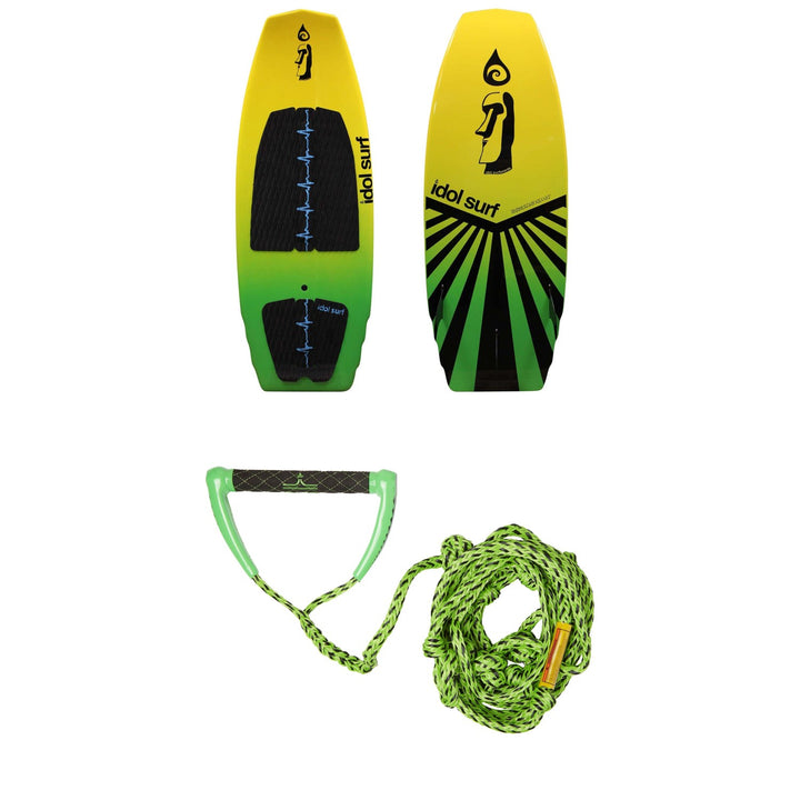 Idol Surf Shovel Wakesurf Board + Proline x evo LGS Surf Handle w/ 25 ft Air Line