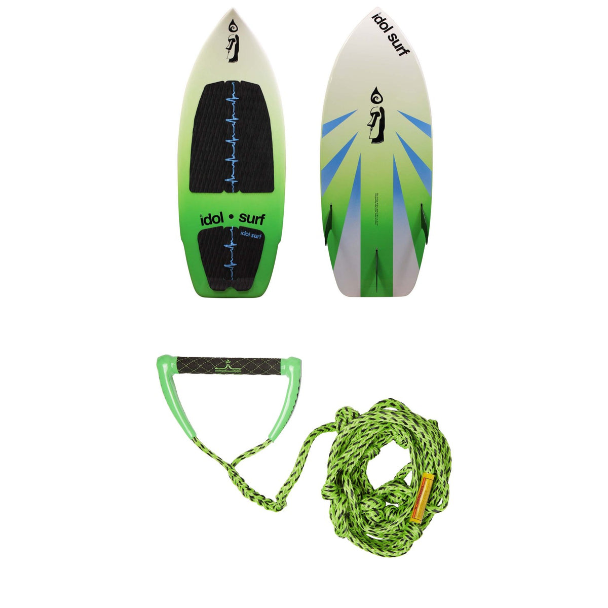 Idol Surf Twist Wakesurf Board + Proline x evo LGS Surf Handle w/ 25 ft Air Line 2019