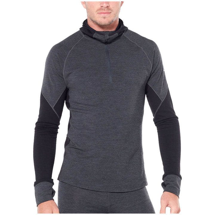 Icebreaker 260 Zone Hooded Long Sleeve Half Zip Jet Heather/Black