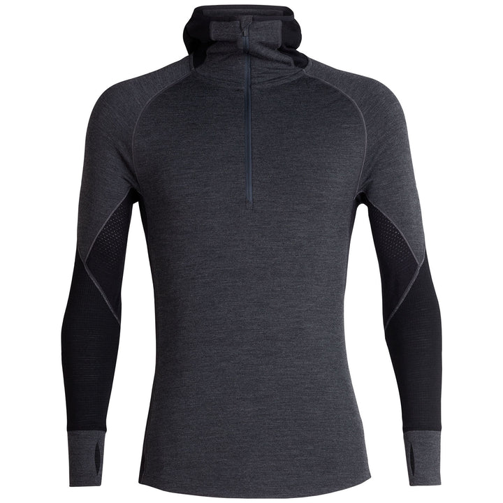 Icebreaker 260 Zone Hooded Long Sleeve Half Zip Jet Heather/Black