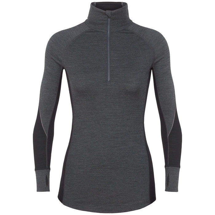 Icebreaker 260 Zone Long Sleeve Half Zip Top - Women's Jet Heather/Black