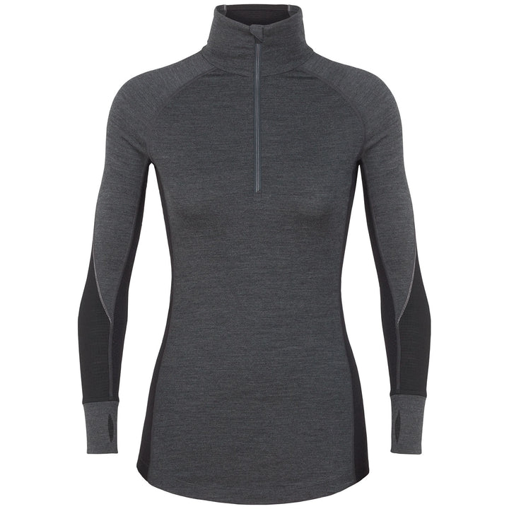 Icebreaker 260 Zone Long Sleeve Half Zip Top - Women's Jet Heather/Black