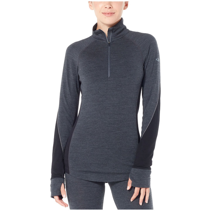 Icebreaker 260 Zone Long Sleeve Half Zip Top - Women's Jet Heather/Black