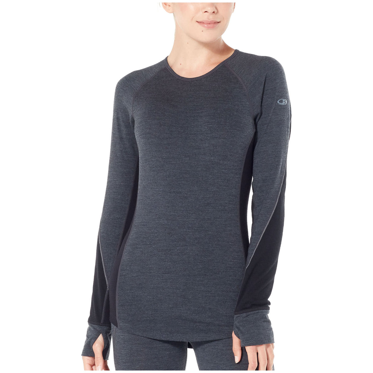 Icebreaker 260 Zone Long Sleeve Crew Top - Women's Jet Heather/Black