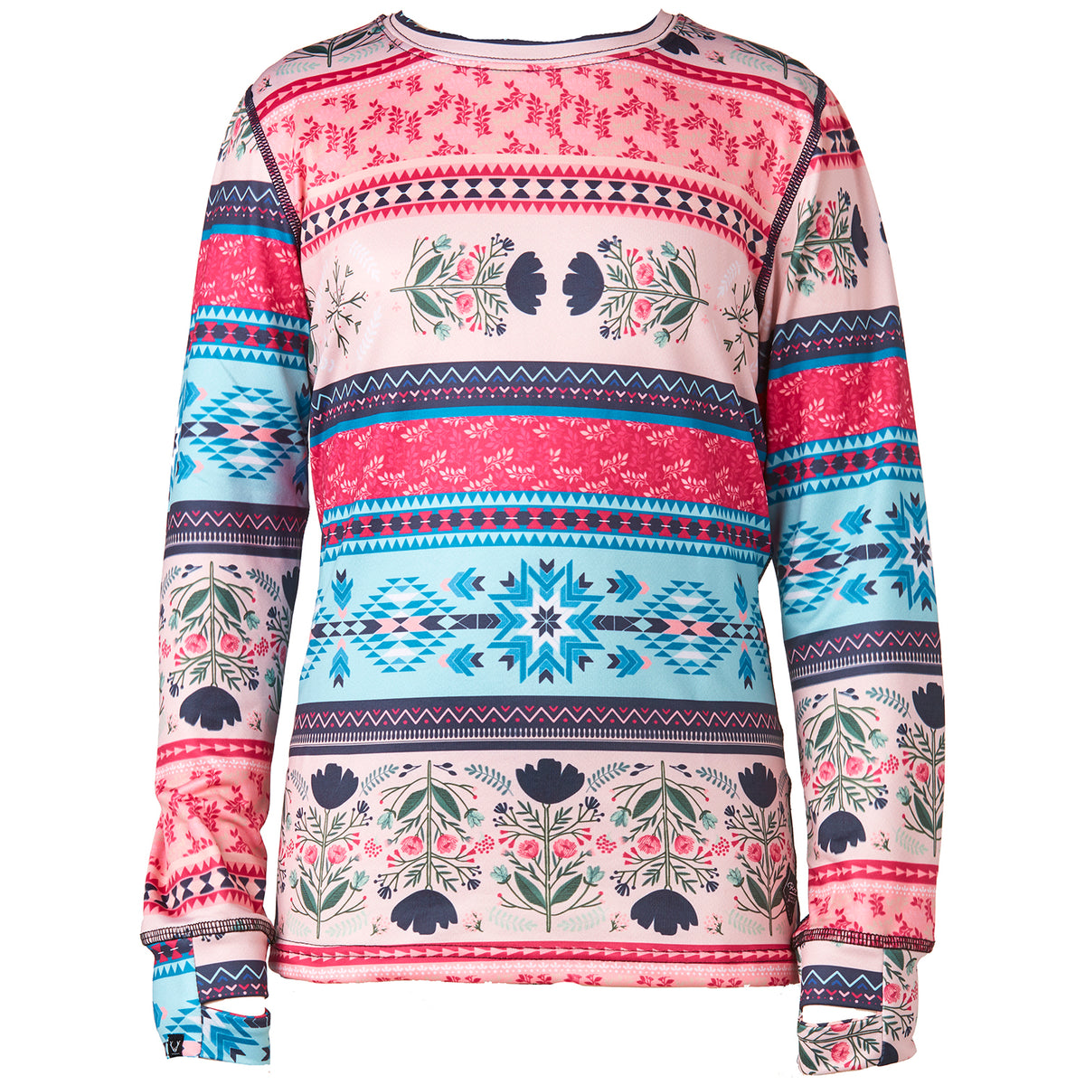 Rojo Outerwear Crew Neck Baselayer Top - Girls' Folklore Print