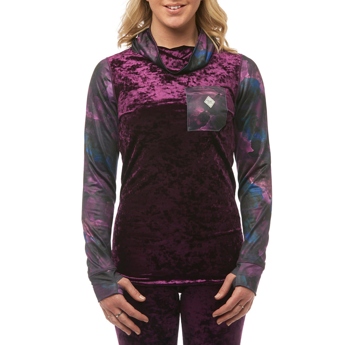 Rojo Outerwear Velvet Funnel Zip Base Layer Top - Women's Mysterioso