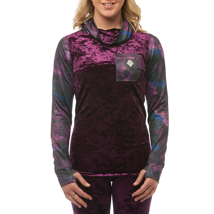 Rojo Outerwear Velvet Funnel Zip Base Layer Top - Women's Mysterioso