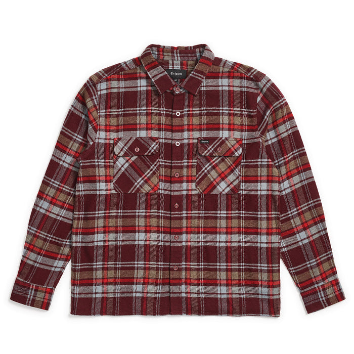 Brixton Archie Long-Sleeve Flannel Shirt Maroon