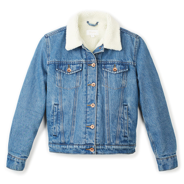Brixton Broadway Sherpa Denim Jacket - Women's Faded Indigo