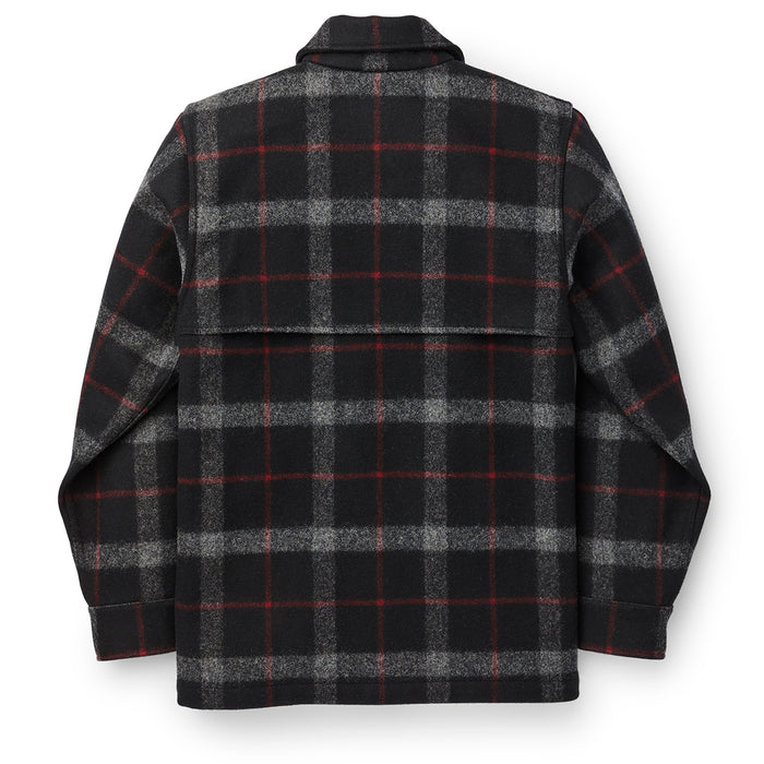 Filson Unlined Wool Cape Coat Black/Red/Gray Plaid