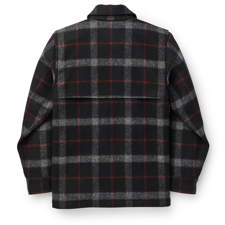 Filson Unlined Wool Cape Coat Black/Red/Gray Plaid