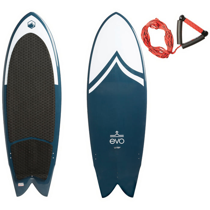 Liquid Force x evo Fish Wakesurf Board + Surf Rope