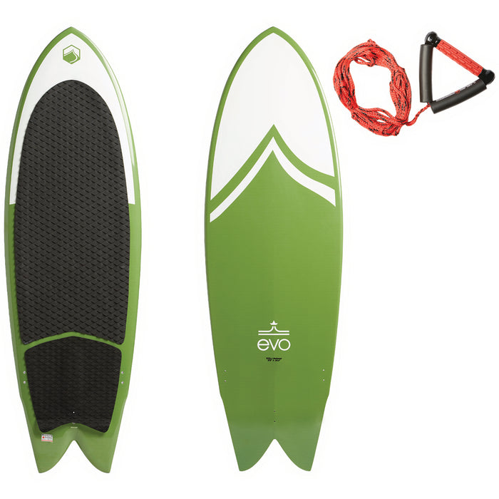 Liquid Force x evo Fish Wakesurf Board + Surf Rope