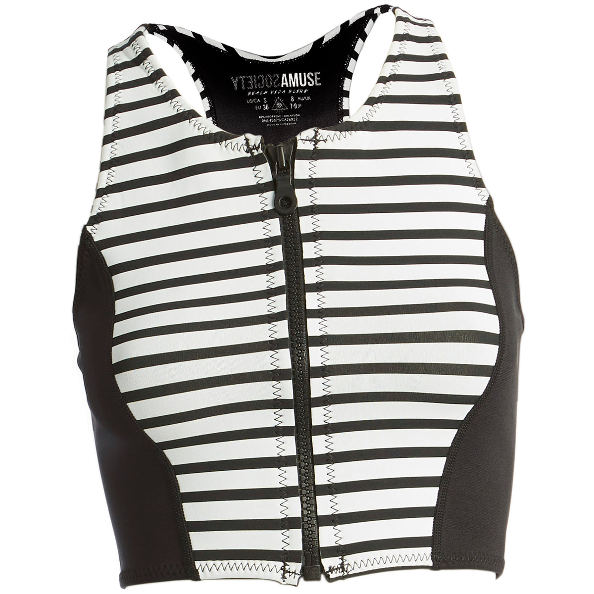 Amuse Society Laka Striped Cropped Neoprene Vest - Women's Black