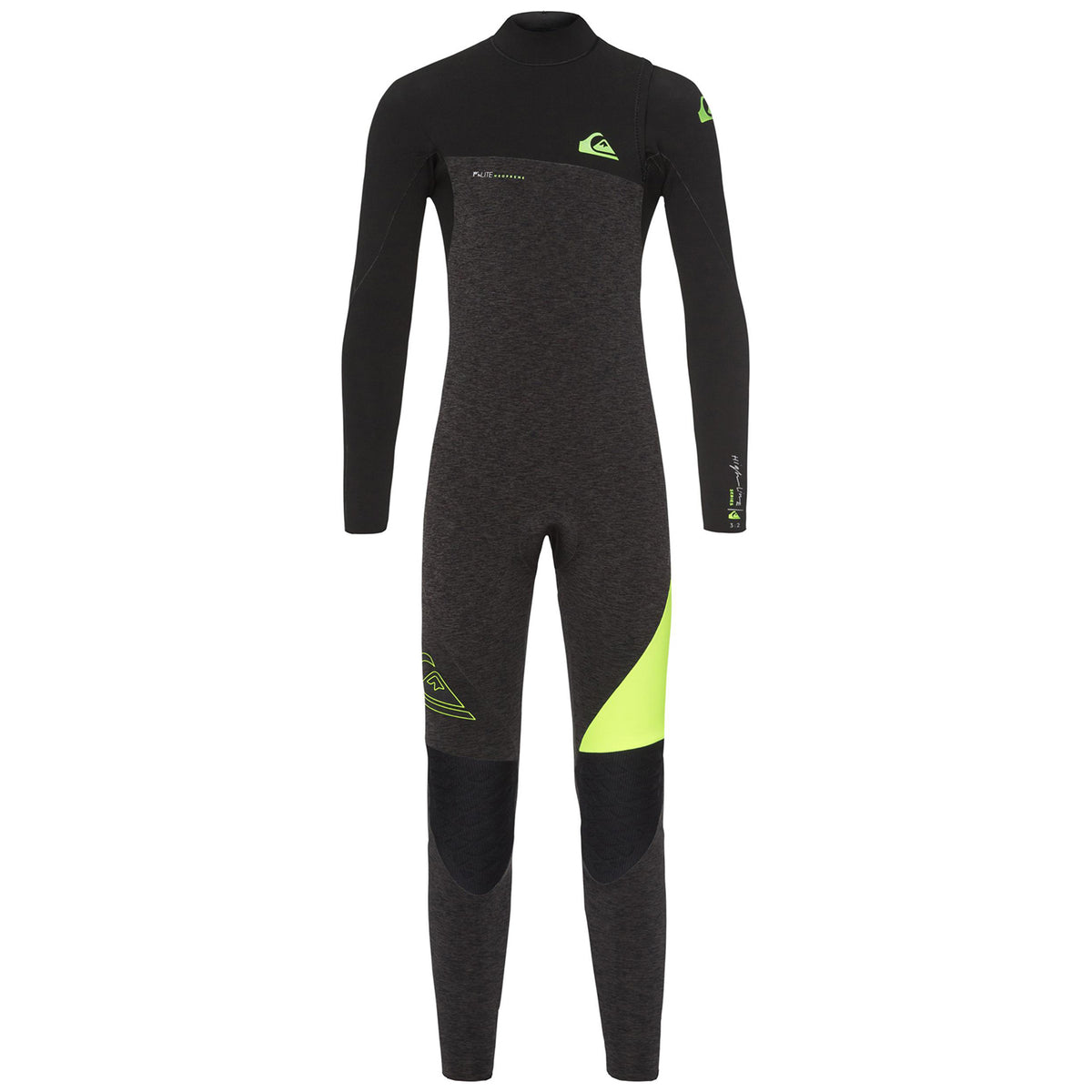 Quiksilver 3/2 Highline Zipperless Wetsuit - Boys' Black Heather/Safety Yellow
