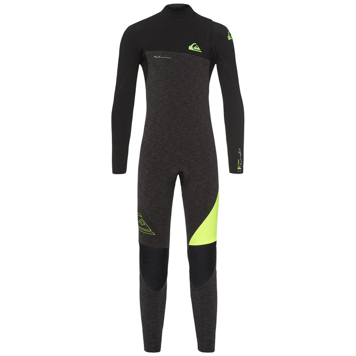 Quiksilver 3/2 Highline Zipperless Wetsuit - Boys' Black Heather/Safety Yellow
