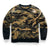 The North Face NSE Graphic Long-Sleeve Crew Sweatshirt Burnt Olive Green Waxed Camo Print