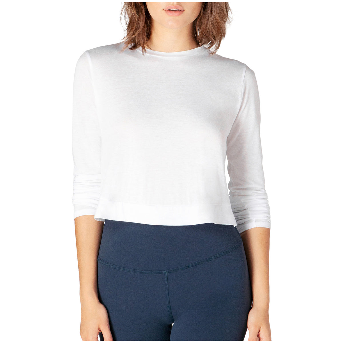 Beyond Yoga Back Out Reversible Cropped Pullover - Women's White