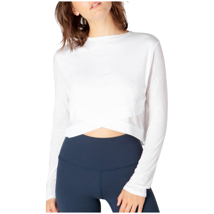 Beyond Yoga Back Out Reversible Cropped Pullover - Women's White