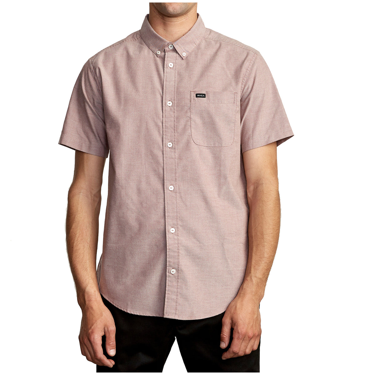 RVCA That'll Do Stretch Short-Sleeve Shirt Oxblood