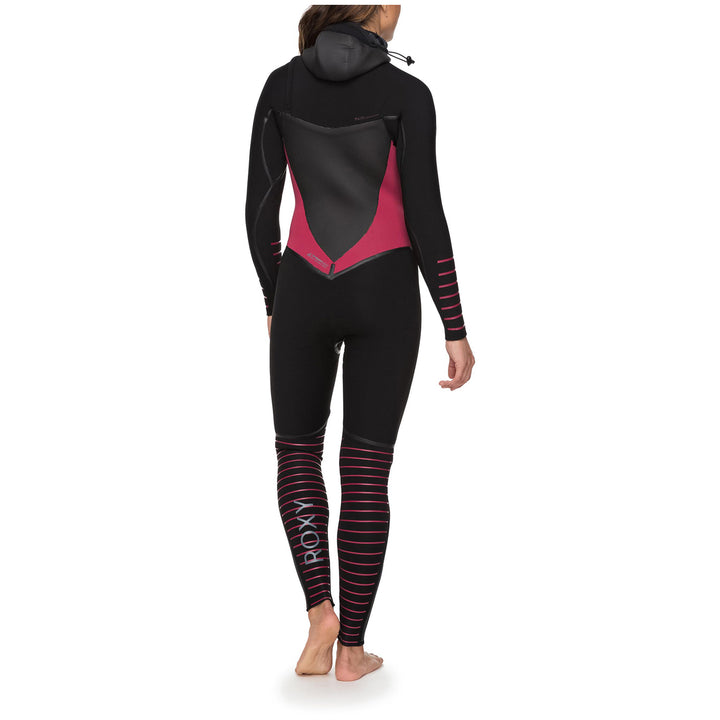 Roxy 5/4/3 Syncro+ Chest Zip Hooded Wetsuit - Women's Black / Sangria
