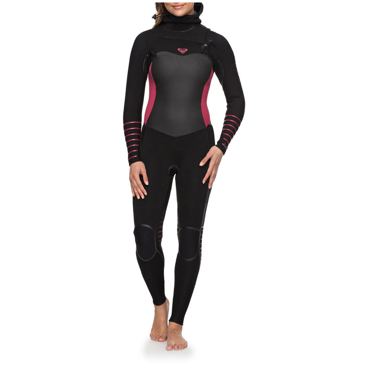 Roxy 5/4/3 Syncro+ Chest Zip Hooded Wetsuit - Women's Black / Sangria