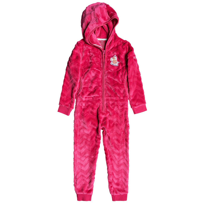 Roxy Cozy Up Hooded Fleece Onesie - Little Girls' Beetroot Pink