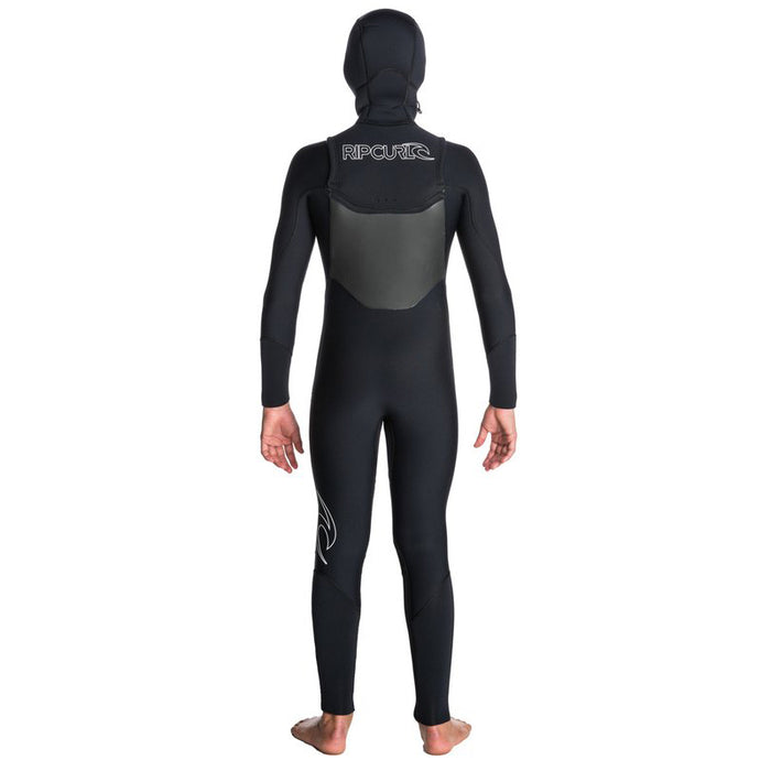 Rip Curl 5/4 Dawn Patrol Chest Zip Hooded Wetsuit - Boys' Black